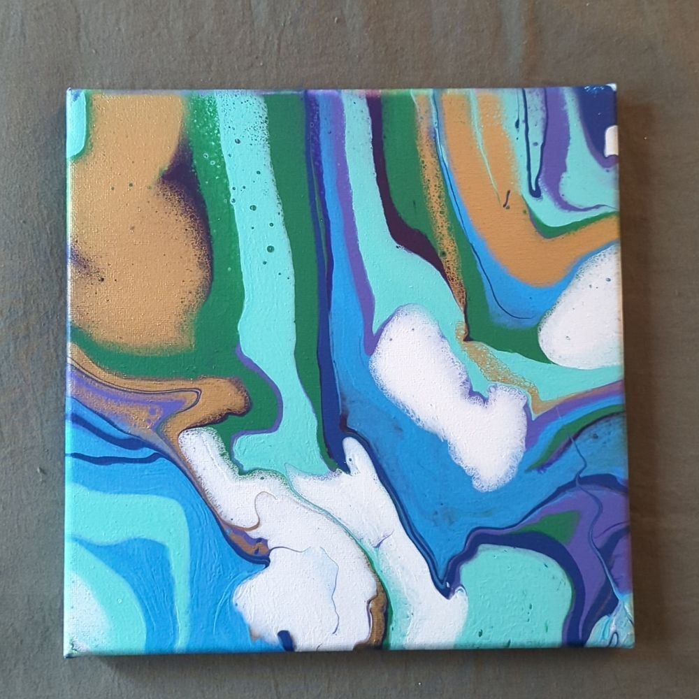 HAND POURED 10x10 hand painted canvas